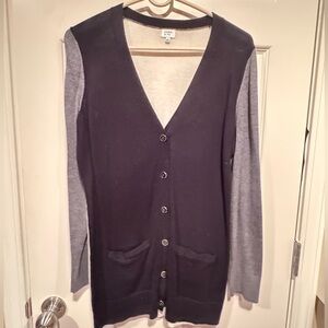 Crown & Ivy Black, Gray, and Ivory Color Block Cardigan